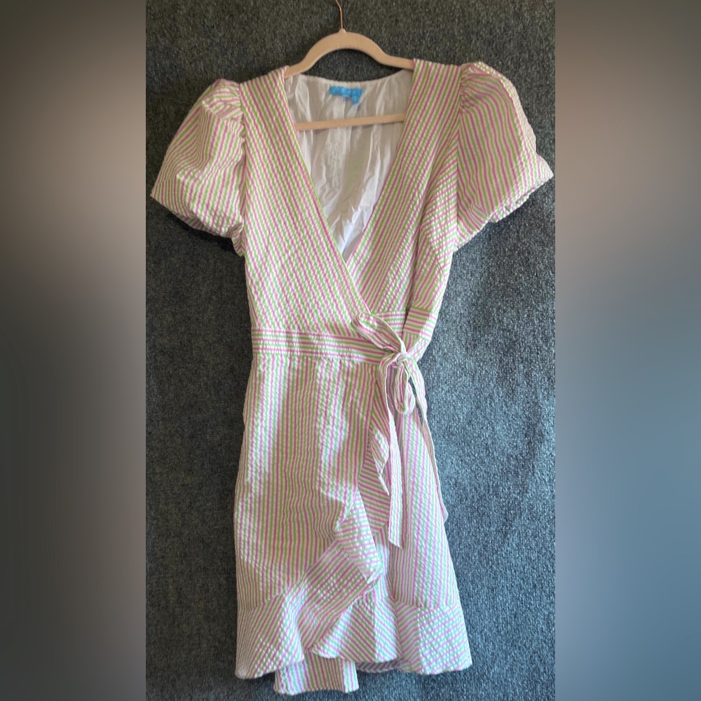Draper James Pink and White Striped Wrap Dress